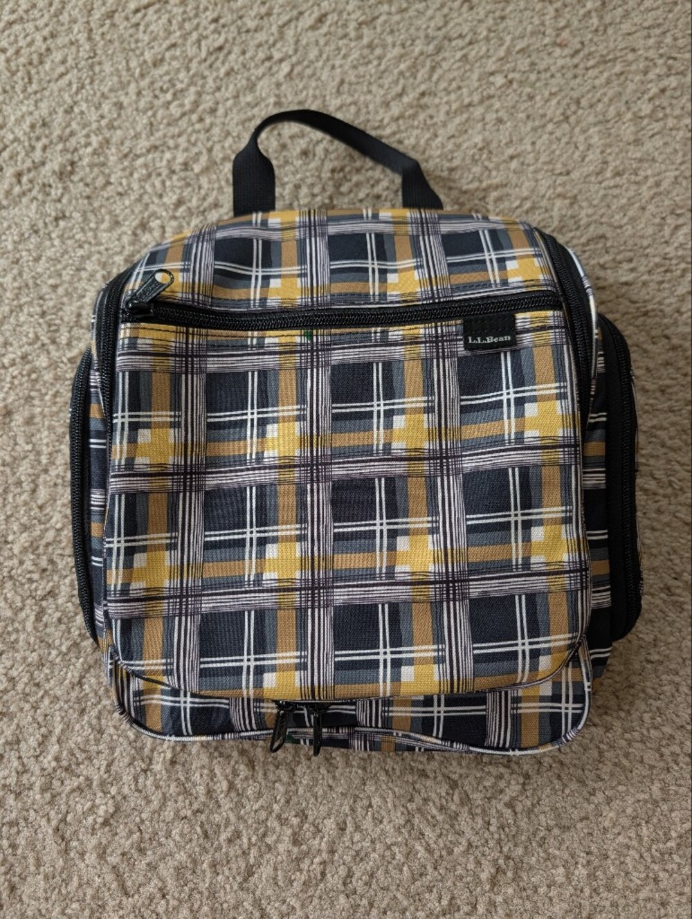 L.L. Bean Plaid Toiletry Bag in Yellow and Black